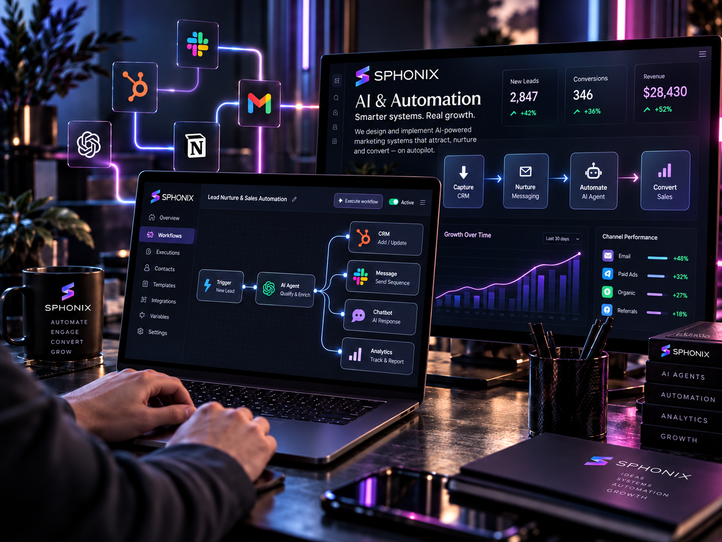Sphonix AI and automation workspace