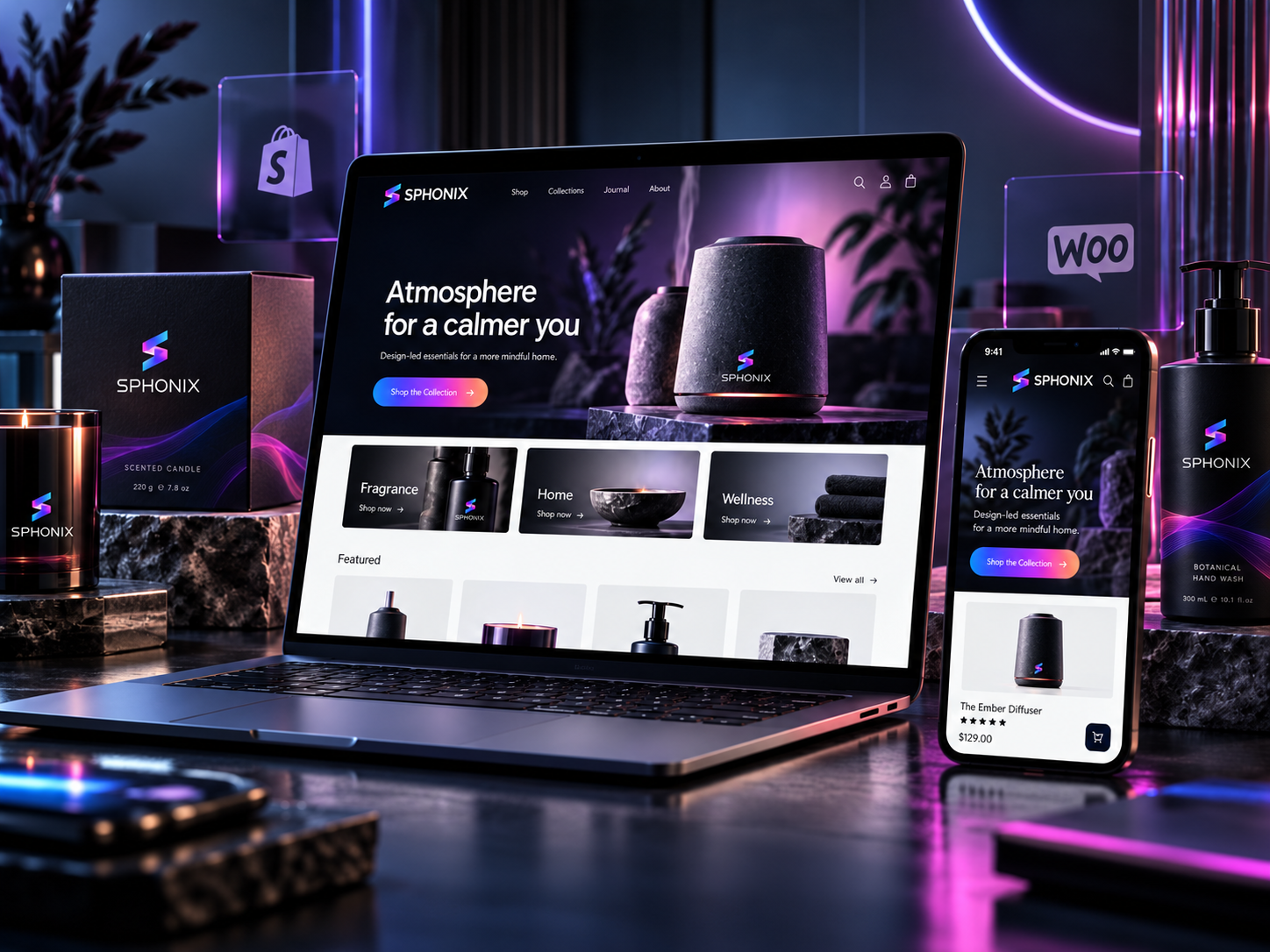 Sphonix web and ecommerce design showcase