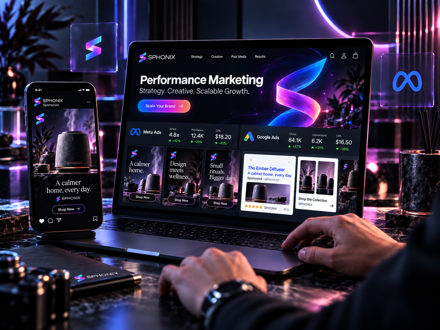 Sphonix performance marketing workspace